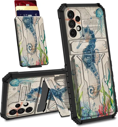 Vista 9 de BVDIKMI Funda para Samsung Galaxy A32 5G con ranura desmontable para tarjetero, soporte híbrido, de doble capa, resistente, a prueba de golpes
