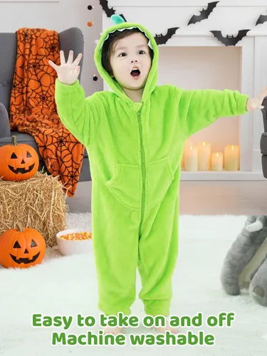 Vista 5 de LOLANTA - Disfraz de dinosaurio y tiburón para niños y niñas, monos de franela suave de una pieza para niños, disfraz de animal para días festivos