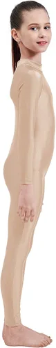 Vista 4 de Javly Leotardo de una pieza de elastano de manga larga con cremallera y cuello alto para niñas, disfraz de Navidad