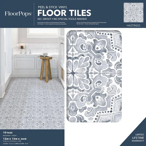 Vista 2 de FloorPops Hastings - Azulejos adhesivos para suelo, color azul