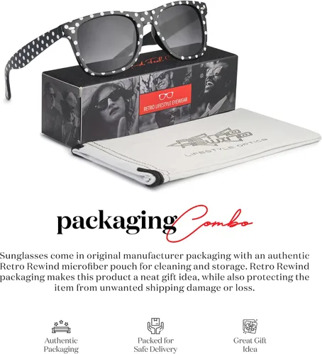 Vista 5 de Retro Rewind Gafas de sol vintage de lunares para mujer UV400