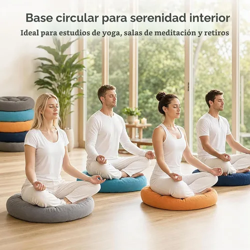 Vista 6 de Degrees of Comfort - Cojines redondos y grandes de pana y capitoné para el suelo, meditación y sala tatami, para adultos, gris, 22 pulgadas Redondo