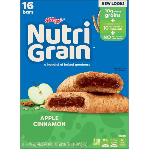 Vista 11 de Barras de Cereales Kellogg 's Nutri-grain (paquete grande manzana, canela, 16 cajas, juego de 3)