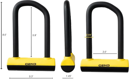 Vista 2 de GEND Candado antirrobo para bicicleta resistente con bloqueo en U endurecido de 0.638 in y cadena de 3 pies, bicicleta resistente a cortes