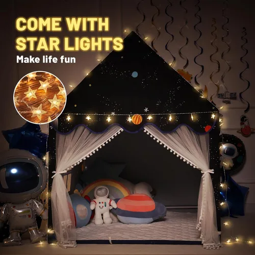 Vista 5 de Wilwolfer Space - Tienda de campaña para niños en interior: con paspartú, tienda de campaña para niños, juguetes espaciales, decoraciones