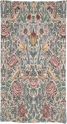 Vista 347 de Mantel Floral Retro de Pájaros, Diseño Original Bohemio William Morris Estampado Cubierta de Mesa para Hogar Picnic Fiesta Comedor Cocina William