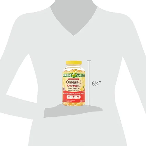 Vista 7 de Spring Valley Omega-3 - Geles suaves de aceite de pescado, 1000 mg, 180 unidades, suplemento dietético, ácidos grasos omega-3 - Set por Basket Goods