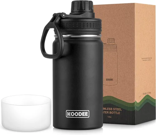 Vista 97 de koodee Botella de agua para niños, botella de agua de acero inoxidable de 12 onzas con aislamiento al vacío para la escuela, botella de agua de boca