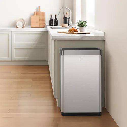 Vista 3 de EKO Mirage X - Cubo de basura con sensor de movimiento de 80 litros/21.1 galones, cubo de basura automático grande para cocina, sin contacto, acero