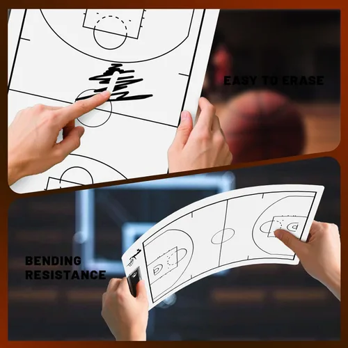 Vista 6 de Portapapeles de entrenadores de baloncesto, portapapeles blancos de doble cara de borrado en seco, pizarra blanca de baloncesto para entrenadores