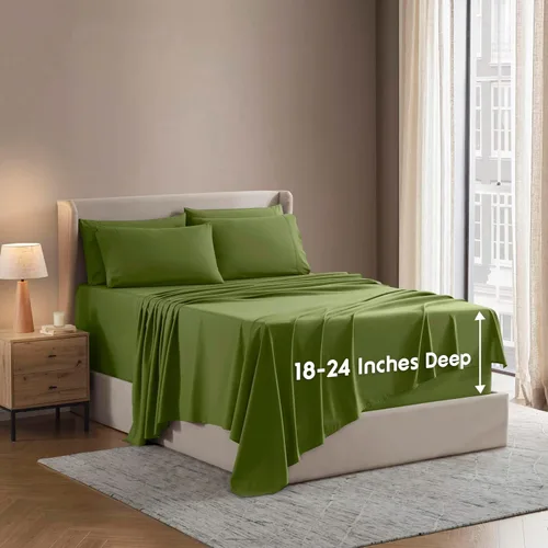 Vista 23 de Nestl - Juego de sábanas de bolsillo extraprofundo y de microfibra suave, 7 piezas, sábanas y fundas de almohada resistentes a la decoloración