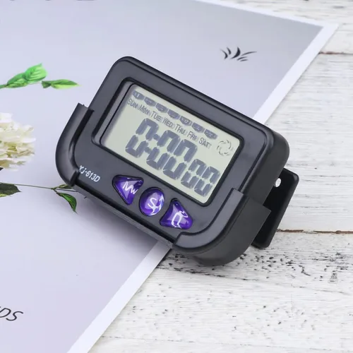 Vista 7 de Wakauto Reloj digital de coche alarma segundo cronógrafo reloj electrónico alarma de cabecera con pantalla LCD para dormitorio pared viaje (negro)