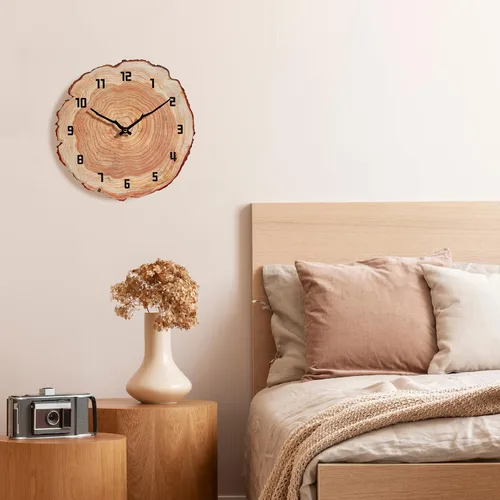 Vista 5 de Reloj de pared rústico silencioso de 12 pulgadas, funciona con pilas, de madera, decoración para baño, cocina, dormitorio, sala de estar, anillo