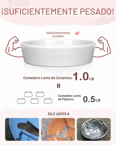 Vista 5 de TRUVIC Cuencos de alimentación lenta de cerámica para perros de raza pequeña, tazón de alimentación lenta de 0.6 tazas para gatos que comen rápido