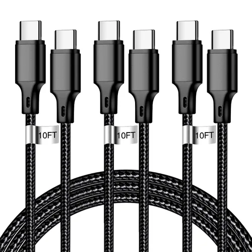Vista 13 de Cable de carga USB A a USB C, paquete de 5 [3/3/6/6/10 pies] cable de carga rápida tipo C de alta velocidad de datos y transferencia compatible
