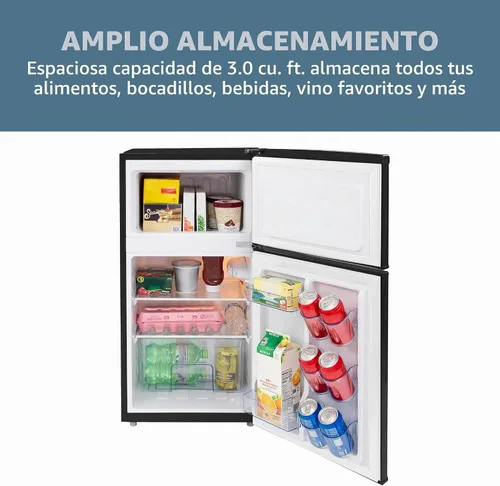 Vista 5 de West Bend - Mini refrigerador con congelador para dormitorio, oficina, bar o dormitorio, refrigerador compacto retro con estantes de vidrio Negro