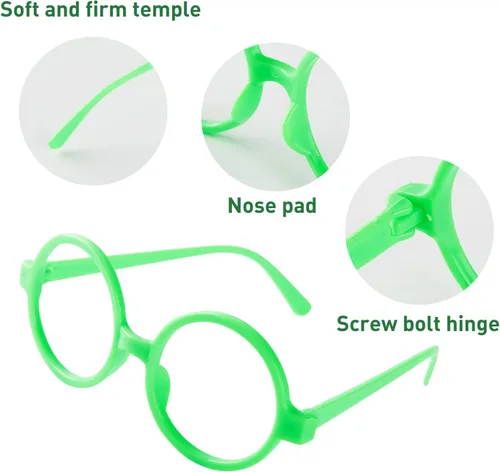 Vista 2 de Gafas redondas verdes sin lente con aretes de clip azules accesorios de disfraz