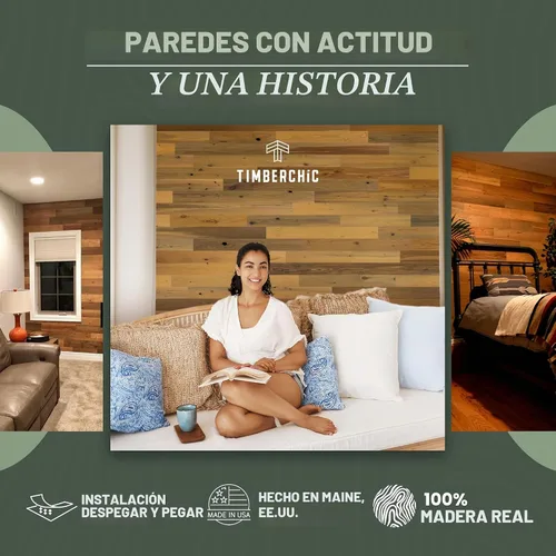 Vista 2 de Timberchic Paneles de Pared de Madera Recuperada – Tablones de Despegar y Pegar para Paredes de Acento – Paquete de Muestra de Decoración Rústica