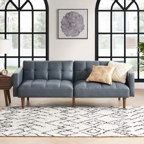 Vista 12 de mopio Sofá cama futón de 76.4 pulgadas, sofá biplaza, sofá cama, sofá futón moderno de mediados de siglo, sofá cámara, sofás para sala de estar