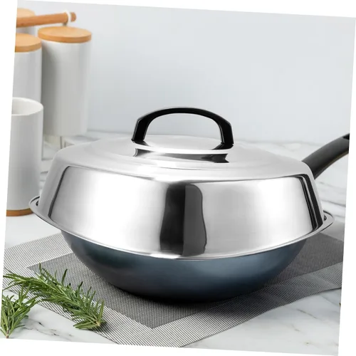 Vista 5 de Tapa redonda de acero inoxidable para cocinar al vapor para cocinar a la plancha y parrilla, utensilios de cocina versátiles para parrilla superior
