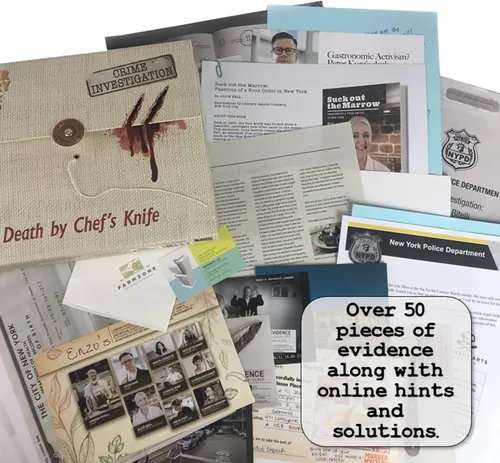 Vista 6 de Death by Chef's Knife Case Files Juego de detectives con evidencia, a partir de 14 años