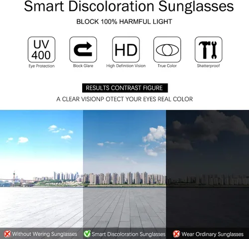 Vista 5 de YIMI Gafas de sol polarizadas fotocromáticas para conducción z87 para hombres y mujeres gafas de seguridad de día y noche