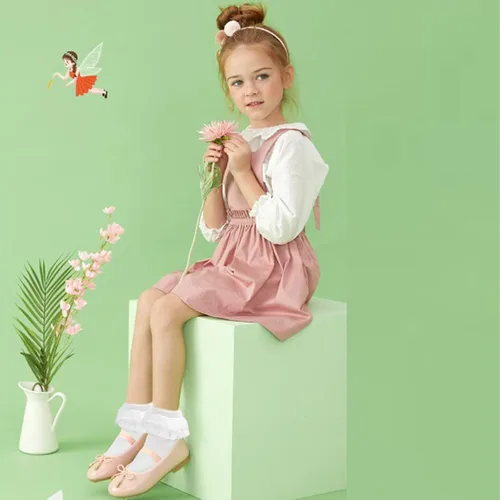 Vista 9 de Looching 5 pares de calcetines de encaje con volantes para niñas pequeñas con ojales de algodón blanco con volantes calcetines de princesa