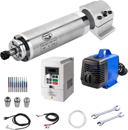 Vista 10 de Motor CNC de husillo CNC 110V 1.5KW 1500W silencioso motor de husillo refrigerado por agua 2.559 in 4 rodamientos 24000RPM 400HZ para máquina