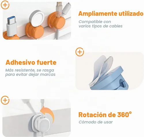 Vista 3 de Soporte organizador de cables,Gestor de cables de escritorio Mezcla (6 unidades)