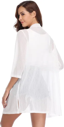 Vista 4 de iClosam Cárdigan tipo kimono casual con manga 34 para mujer