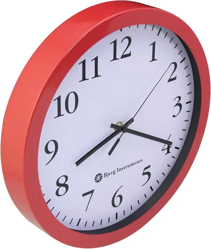 Vista 2 de Bjerg Instruments Moderno reloj de pared silencioso de acero de 12 "con movimiento sin tictac (rojo)