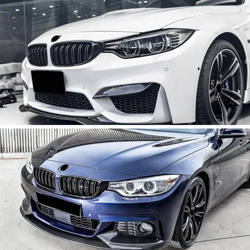 Vista 7 de F32 - Parrilla de riñón para BMW Serie 4 F32 F33 F36 (2014-2019) F82 M4 F80 M3 (2015-2019) (rejilla ABS de doble listones negra, juego de 2 piezas)