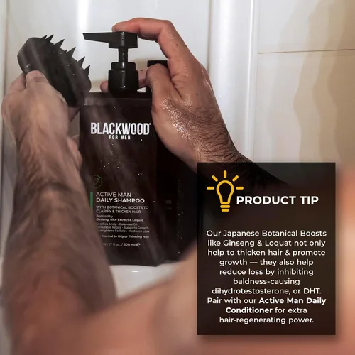 Vista 6 de BLACKWOOD FOR MEN Active Man Daily Shampoo - Champú espesante y aclarante para cabello o cuero cabelludo normal a graso - Combate la pérdida