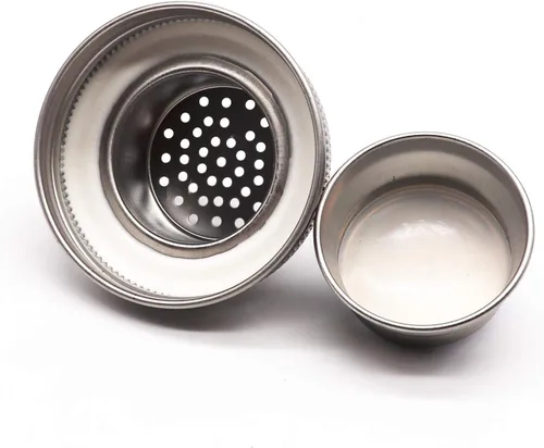 Vista 3 de Paquete de 2 tapas de acero inoxidable con sellos de silicona para masones de boca regular, tarros de conservas, especias, sal, pimientos o batidos