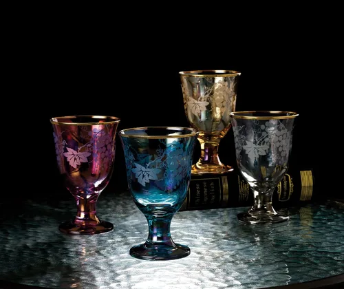 Vista 3 de WORLD GIFTS Elegante y moderno juego de cristalería hecha de vidrio para organizar fiestas y eventos, 10 onzas, uva de copa de rocas, juego de 4