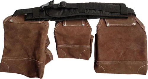 Vista 5 de Zeluga 20-119 11 Pocket Rigger Kit de bolsa de herramientas de cuero resistente, marrón