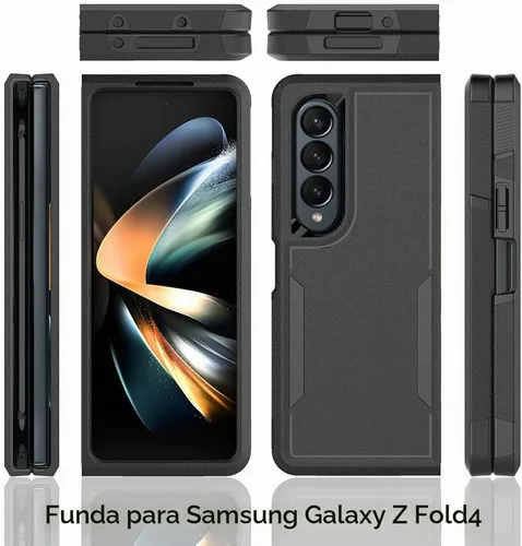 Vista 7 de Funda WOGROO para Samsung Galaxy Z Fold 4 - Funda protectora para teléfono a prueba de golpes, duradera, negra