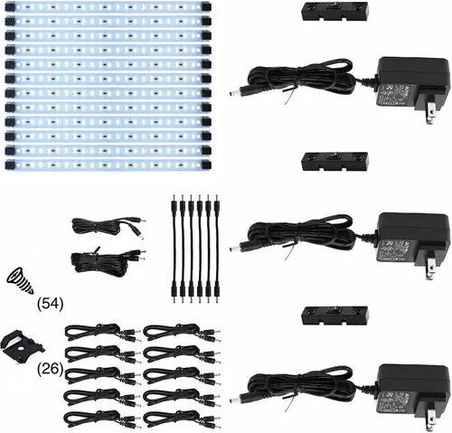 Vista 6 de Inspired LED Iluminación LED para debajo del gabinete Pro Series 21 LED Deluxe Kit 3 paneles de luz 3000 Kelvin Iluminación bajo gabinete Blanco