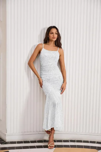 Vista 2 de GRACE KARIN Vestido formal de lentejuelas para mujer 2023, elegante vestido de sirena bodycon maxi vestido de fiesta de noche, vestidos de graduación
