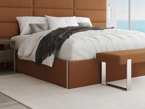 Vista 19 de VANT Cama de plataforma tapizada, tamaño Queen, color beige Boucle, marco de cama de fácil montaje, no necesita somier, base para un apoyo óptimo