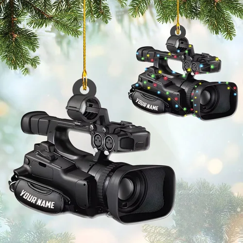 Vista 33 de Adorno personalizado para cámara, adornos de cámara personalizados para árbol de Navidad, cámara de película, adorno de Navidad, adorno
