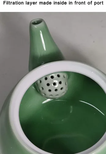Vista 8 de Tetera Celadon, tetera de porcelana verde jade, utensilio de té de kungfu, ceremonia de té, 4 colores opcionales, (verde claro)