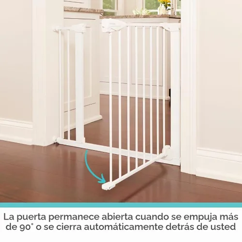 Vista 4 de Toddleroo by North States - Puerta de bebé con cierre automático de Bright Choice: Puerta de bebé montada a presión para puertas con mango que Blanco