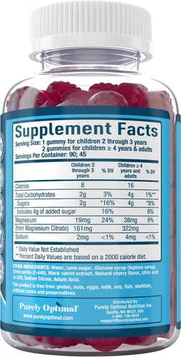 Vista 7 de Gomitas de magnesio prémium para niños y adultos, citrato de magnesio para apoyo digestivo, ayuda para dormir, alivio del estrés, calma, salud ósea