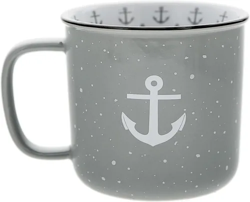 Vista 3 de Pavilion - Taza de cerámica de 18 onzas, color gris con acabado moteado, taza de café duradera de pared gruesa estilo campamento, taza de fogata