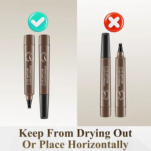 Vista 6 de Lápiz de contorno de cejas, lápiz de cejas de microblading impermeable con aplicador de punta de micro tenedor de 4 puntas, lápices líquidos