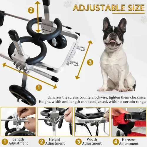 Vista 2 de Silla de ruedas para perros para patas traseras, carritos ajustables para perros con ruedas, silla de ruedas pequeña para perros con patas traseras