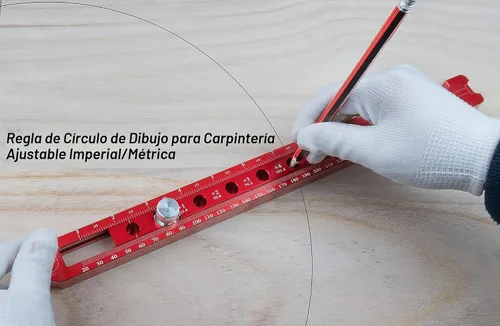 Vista 5 de Escribador de brújula de carpintería, herramienta portátil de brújula de carpintería de aleación de aluminio, regla de dibujo de arco métrico