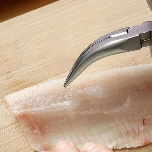 Vista 5 de Alicates pequeños de hueso de pescado de 5 pulgadas, punta de aguja doblada, níquel, hierro, salmón, alicates de hueso, pinzas para quitar el Verde