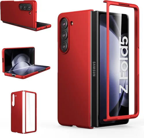 Vista 12 de Foluu Funda Slim Fit para Samsung Galaxy Z Fold 5, con protector de pantalla frontal integrado, cubierta protectora de PC mate ultradelgada
